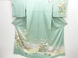 作家物　手描き友禅　菊に松梅模様訪問着